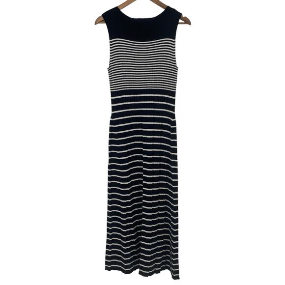 NEW A NEW DAY Striped Sleeveless Stretchy Knit Midi Maxi Dress Large Black White - Picture 2 of 6
